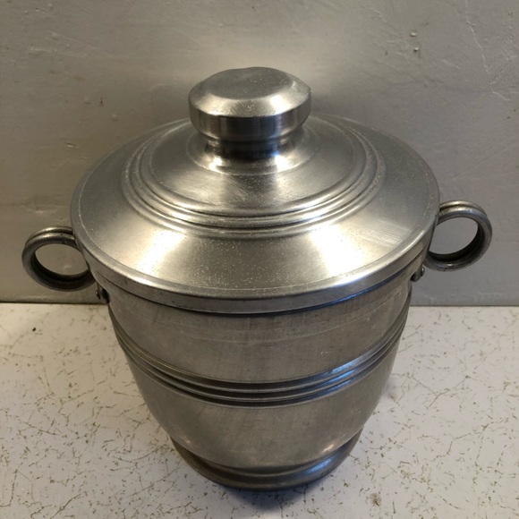 6711 Vtg Mid Century NASCO Metal Ice Bucket w/ Lid Made in Italy Aluminum